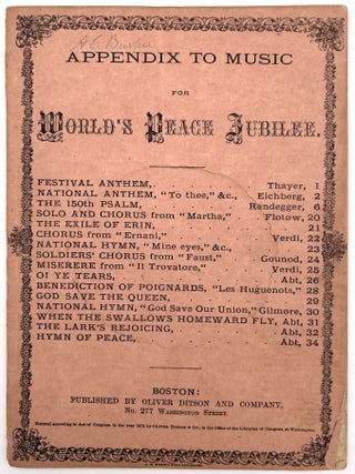 Item #21000993 Appendix to Music for World's Peace Jubilee