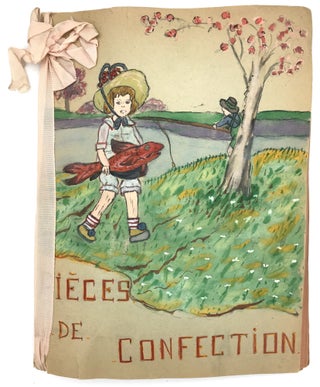 Hand made Sewing Sample Book with Watercolor Illustration on Cover - Pièces de Confection ("Garment Parts")