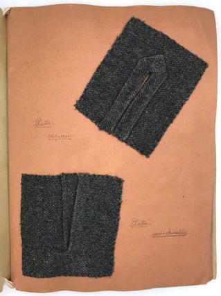 Hand made Sewing Sample Book with Watercolor Illustration on Cover - Pièces de Confection ("Garment Parts")