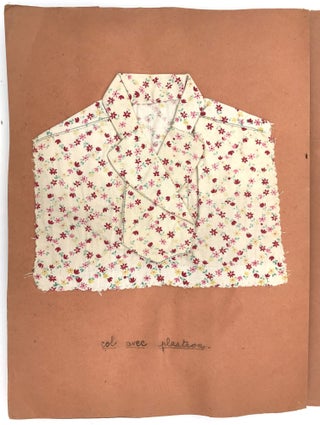 Hand made Sewing Sample Book with Watercolor Illustration on Cover - Pièces de Confection ("Garment Parts")