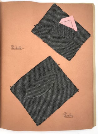 Hand made Sewing Sample Book with Watercolor Illustration on Cover - Pièces de Confection ("Garment Parts")