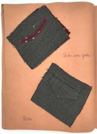 Hand made Sewing Sample Book with Watercolor Illustration on Cover - Pièces de Confection ("Garment Parts")