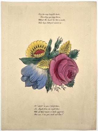 Item #21004309 Early 1840s Hand-colored Valentine "Rosy lips may tempt the taste"