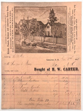Item #21010477 Early 1870s Illustrated Billhead for "Fancy Goods" Dealer in Lebanon, New Hampshire
