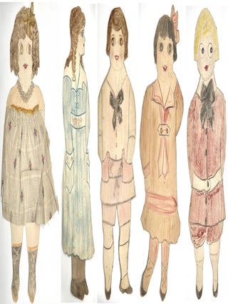 Item #21012123 5 Naive 20" Folk Art Paper Dolls - Buster Brown, Robert, Bertha, Nan & Lenora