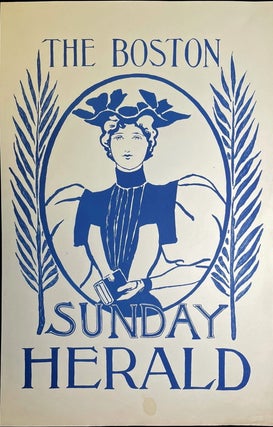 Item #21012363 Image of a young woman holding a book promotes The Boston Sunday Herald