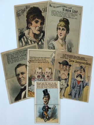 Item #21012765 Six (6) metamorphic advertising trade cards promoting the use of tobacco products