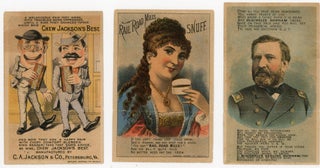 7 metamorphic advertising trade cards promoting the use of tobacco products