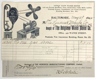 Item #21015992 Illustrated Billhead Depicting Water-Powered Sewing Machine