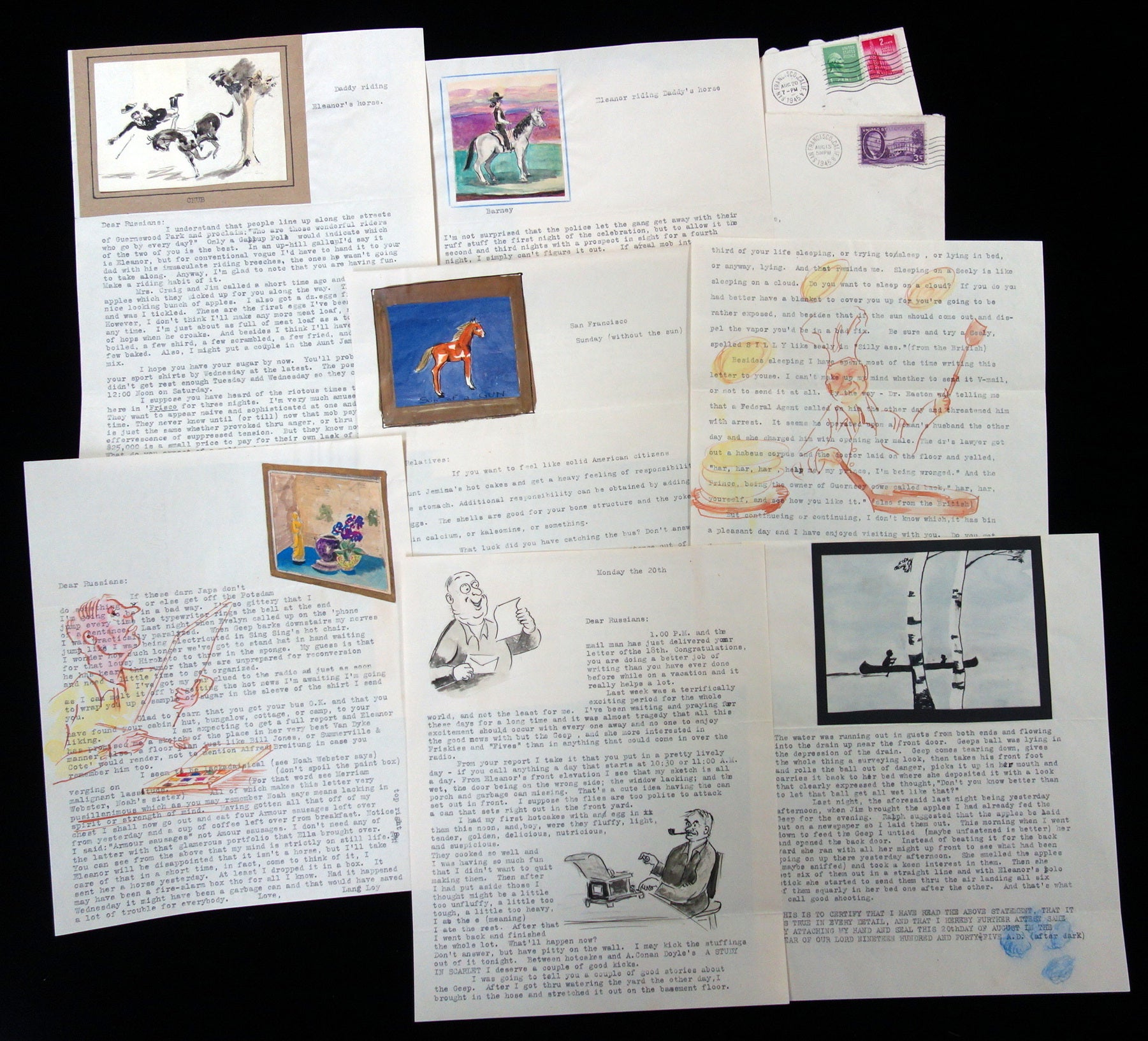 A collection of five 5 immediate post WWII typewritten letters ...