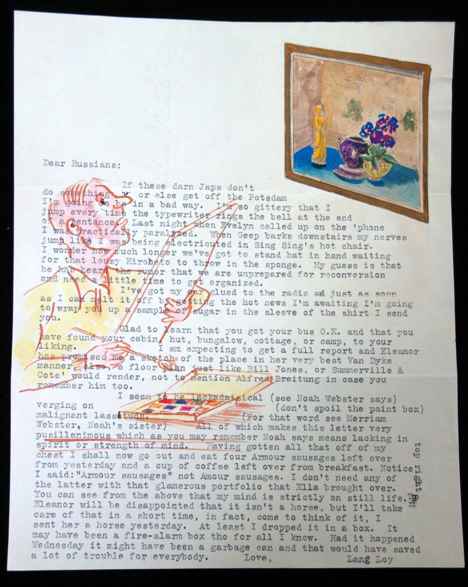 A collection of five 5 immediate post WWII typewritten letters ...