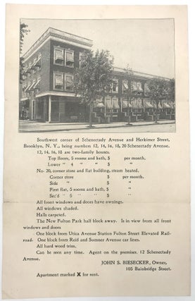 Item #22000298 Illustrated Circular Advertising Sale of Brooklyn Building. John S. Biesecker