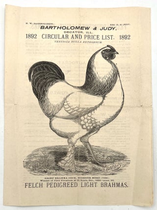 Item #22000494 1892 Circular and Price List for Fowl -- "Felch Pedigreed Light Brahmas"