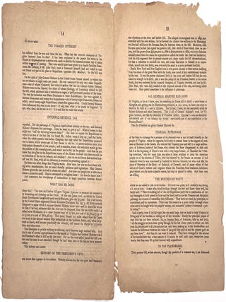 Colonel Frank G. Ruffin's letter. A terrible arraignment. Mahoneism unveiled! The great plot to sell out Virginians to the Republican Party exposed. The Republican Party now and always the bitterest foes of Virginia. Virginians will not wear collars.