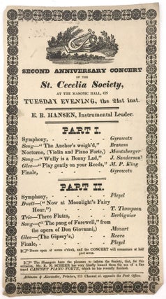 Nine (9) Handbills Promoting Concerts Given by the St. Cecilia Society of Philadelphia