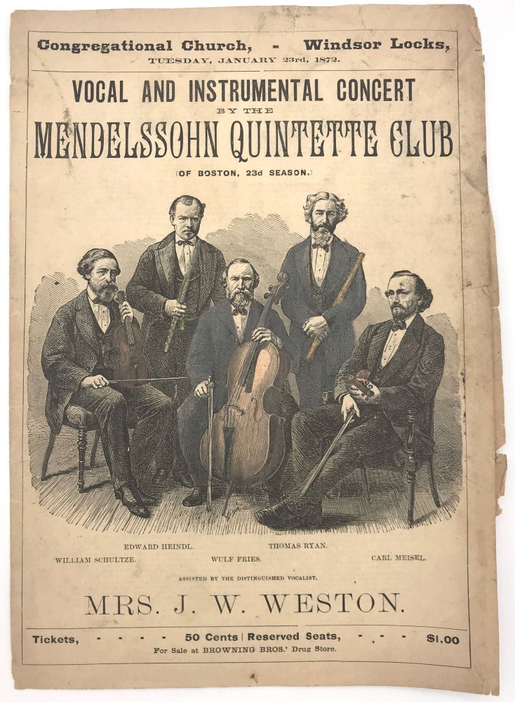 Item #22000569 Illustrated Concert Program for Vocal and Instrumental Concert by the Mendelssohn Quintette Club of Boston