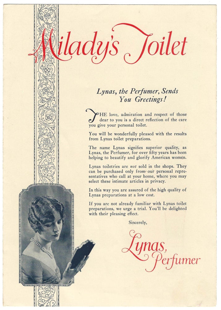 Item #22000677 "Milady's Toilet": Illustrated Advertising Booklet for Lynas Perfumes