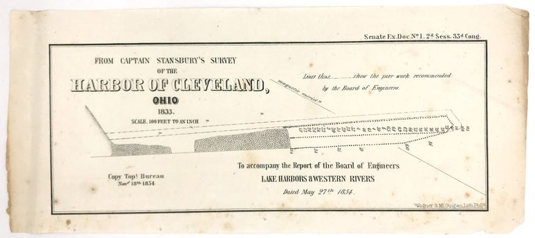 Item #22000679 1854 Engraved Scale Survey of the Harbor of Cleveland, Ohio. Cleveland Topographical Bureau.