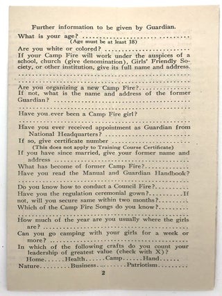 Gathering of Nine (9) Items Relating to Camp Fire Girls