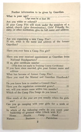 Gathering of Nine (9) Items Relating to Camp Fire Girls
