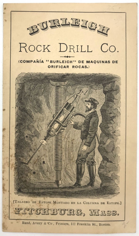 Item #22000873 Illustrated Spanish-Language Advertising Bifolium for Burleigh Rock Drill Co. Burleigh Rock Drill Co.