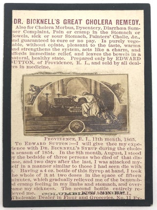 Item #22000889 Patent Medicine Trade Card with applied image Featuring Tribute to Abraham Lincoln