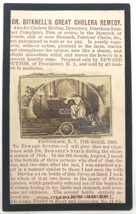 Item #22000889 Patent Medicine Trade Card with applied image Featuring Tribute to Abraham Lincoln