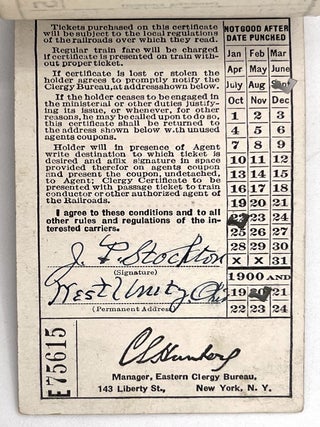 c.1919 Book of Railroad Fare Certificates for Clergymen