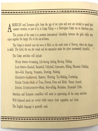 Advertising Pamphlet for Camp Viking - Norwegian Girls Camp for American Girls