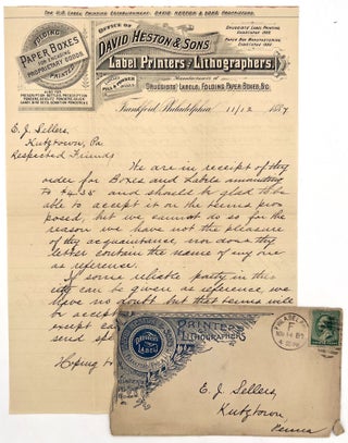 Item #22001339 Handwritten Letter on Illustrated Letterhead (Label Printers and Lithographers)...