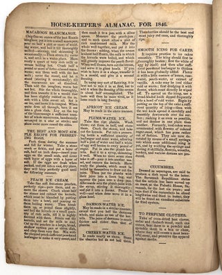Turner's Improved House-Keeper's Almanac, and Family Receipt Book for the Year of Our Lord, 1846, the 70th of American Independence.