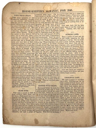 Turner's Improved House-Keeper's Almanac, and Family Receipt Book for the Year of Our Lord, 1846, the 70th of American Independence.