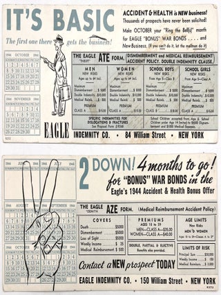 Item #22001660 Two (2) Ink Blotters Advertising Insurance by Eagle Indemnity Co. with Bonus War...