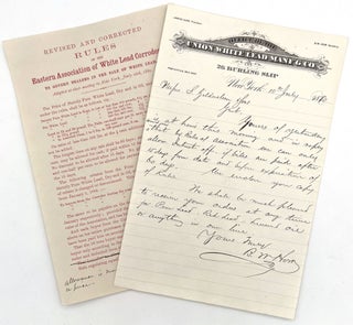 Item #22001829 Union White Lead Manufacturing Co. Handwritten Letter and Rules Governing Sale of...