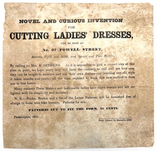 Item #22001903 Novel and Curious Invention for Cutting Ladies' Dresses. Mrs. R. Githens