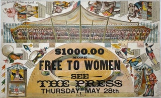 Item #22002120 Art Supplement depicts Circus Tent Cut-out with Offer of $1000 to Women. Forbes Co