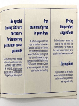 "The Bride's Guide to Home Laundry" and "Liberty from Ironing: Facts About Permanent Press"