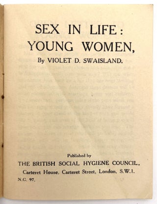 Three (3) Sex Education Booklets from the British Social Hygiene Council