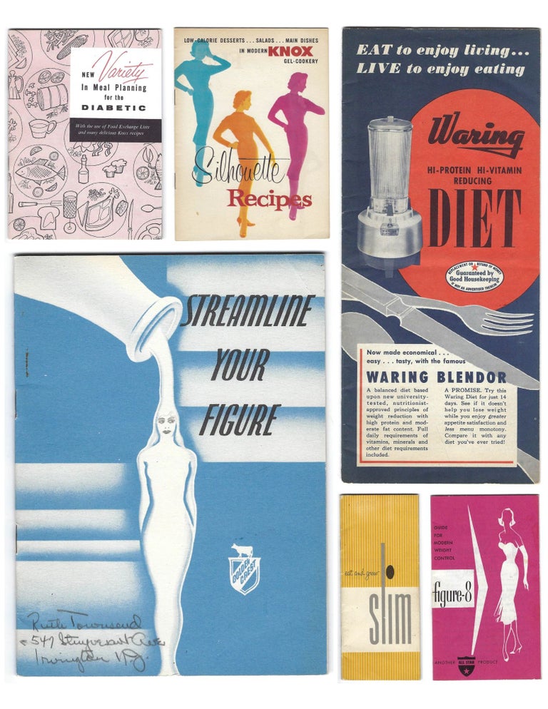Item #22003884 Group of Eight (8) Items Related to Women's Weight Loss and Dieting in the United States, 1939-c.1970