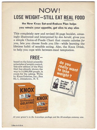 Group of Eight (8) Items Related to Women's Weight Loss and Dieting in the United States, 1939-c.1970
