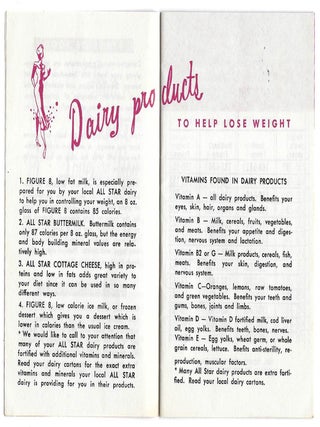 Group of Eight (8) Items Related to Women's Weight Loss and Dieting in the United States, 1939-c.1970