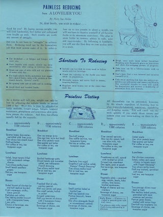 Group of Eight (8) Items Related to Women's Weight Loss and Dieting in the United States, 1939-c.1970