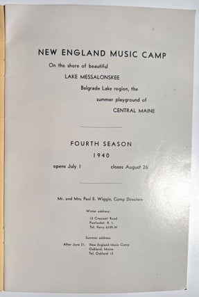 New England Music Camp Ephemera
