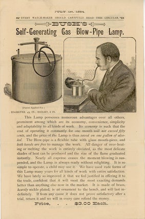 Item #22011234 Bush's Watchmakers Catalogue Circular featuring Self- Generating Gas Blow-Pipe Lamp