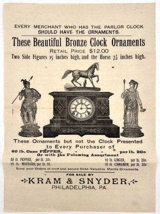 Item #22011662 c.1890 Marketing Handbill -- Bronze Ornaments Free with Bulk Spice Purchase