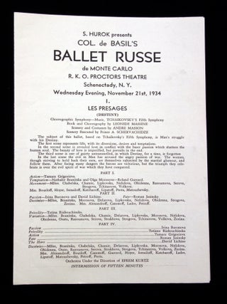Ballets Russes de Monte Carlo Program