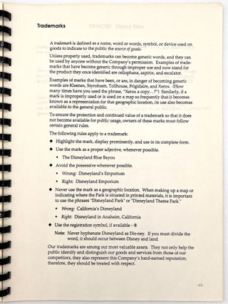 "Business Communications" -- Disneyland Employee Training Handbook (Disney Proper...)