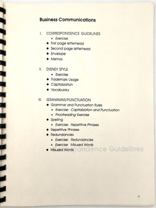 "Business Communications" -- Disneyland Employee Training Handbook (Disney Proper...)