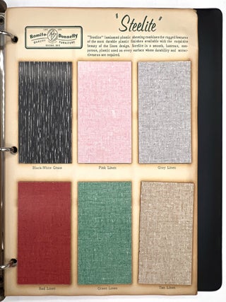 1960 Beauty Salon Equipment and Furniture Trade Catalogs with Sixty (60) Samples of Vinyl Upholstery and Laminate