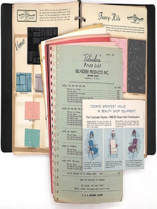1960 Beauty Salon Equipment and Furniture Trade Catalogs with Sixty (60) Samples of Vinyl Upholstery and Laminate